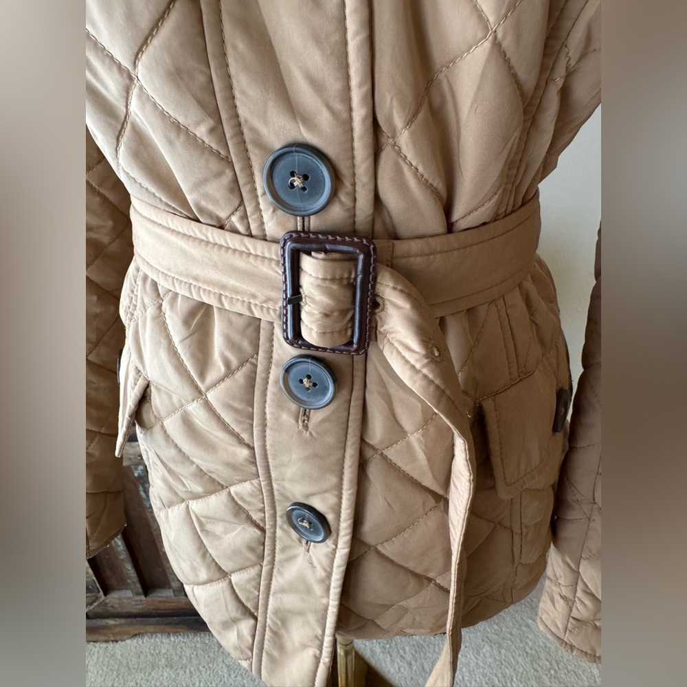 Tommy Hilfiger Tan Quilted Jacket with Brown Faux Fur Collar - size L - Picture 5 of 11